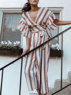 Anthropologie Multicolor Striped Jumpsuit, sz sm